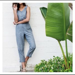 EXC! TOAD&CO Tara Hemp Sleeveless Jumpsuit  Blue Chambray Tencel Romper Medium